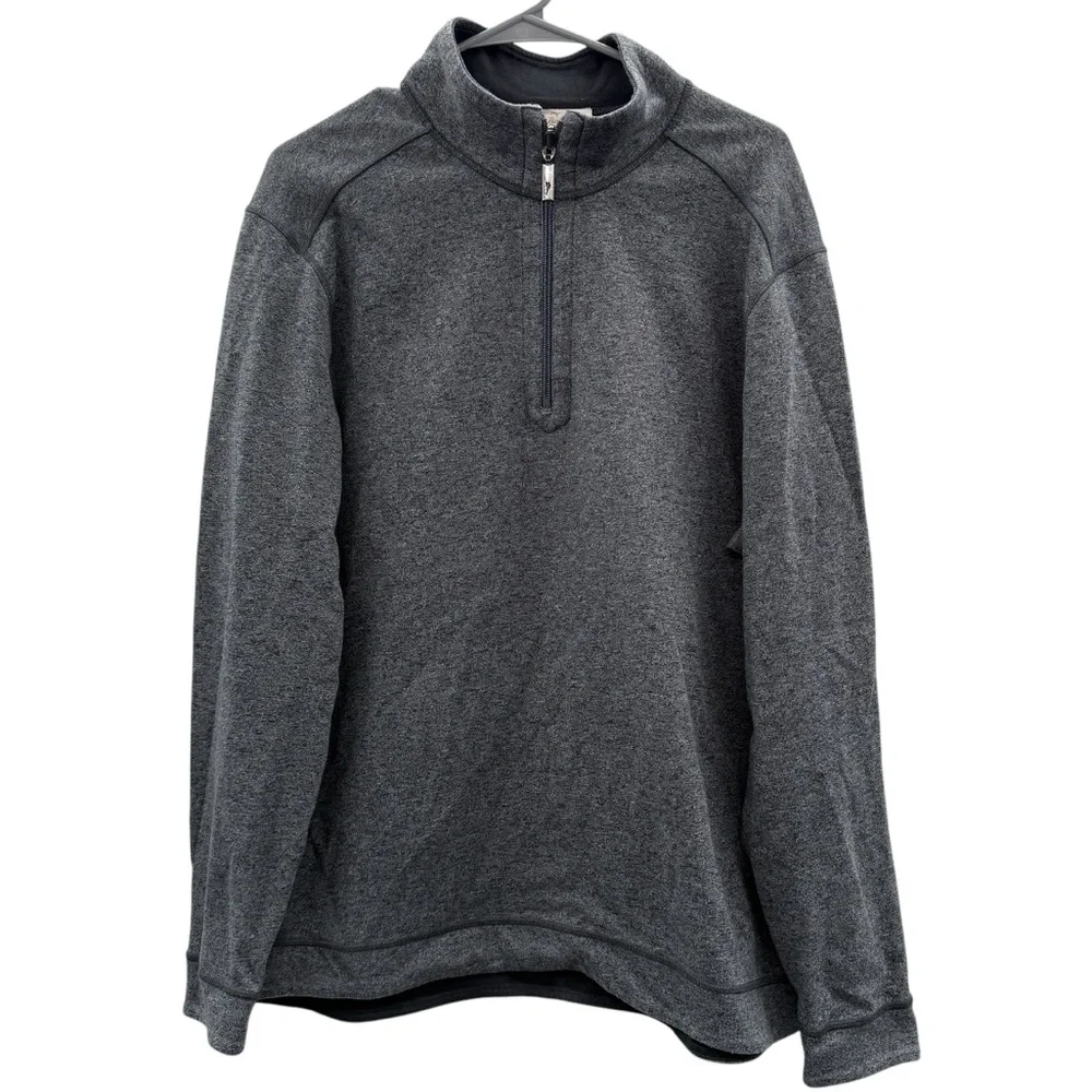 Tommy Bahama Gray Bayview Reversible Quarter‎ Zip Long Sleeve Sweater Sz L